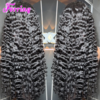 Vendor Wig Rambut Asli 100% Custom 38 40 Inch Deep Wave 13x4 13x6 Pre Plucked Transparent HD Lace Front Wig Tanpa Lem untuk Wanita