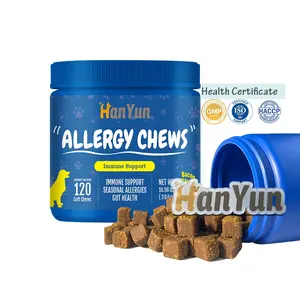 Hanyun OEM ODM-supplément d'allergie pour chiens, marque privée, mastication douce, soulagement du système immunitaire et des allergies