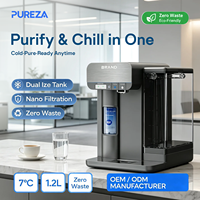 Zéro Déchet 7 ℃   Distributeur d'eau froide instantanée de comptoir avec filtre, rappel de durée de vie du filtre, double fonction glace et eau, refroidissement rapide