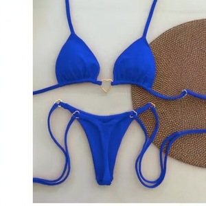 Micro <span class=keywords><strong>bikini</strong></span> pour femmes avec design cœur en métal, string à nouer sur le côté, logo personnalisé, maillot de bain brésilien sexy, vêtements de plage OEM - Product Image 2
