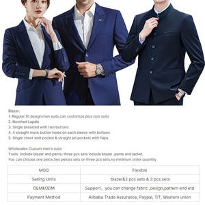 海军蓝男士三件套修身套装透气防水舞会伴郎男士结婚套装 - Product Image 5