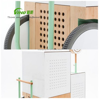 Mini chariot à bonbons Mobile en bois, avec poignée et pegboard pour sucettes et glaces
