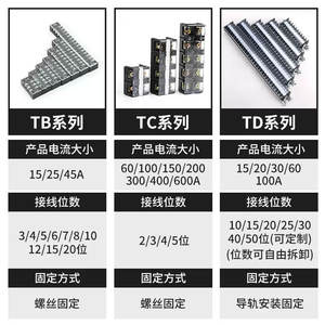 Bloc de bornes en laiton de type fixe TB-1512/2503/4506 15A 25A 45A Connecteur de fil - Product Image 1