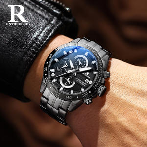 Reloj Digital con correa de acero inoxidable de lujo para hombre, resistente al agua, luz nocturna, cronómetro de 42mm, diseño de <span class=keywords><strong>Guerrero</strong></span> negro, venta al por mayor - Product Image 2