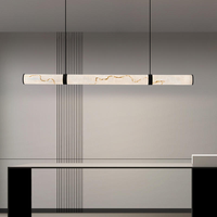 Lustre minimaliste italien en résine longue pour îlot de cuisine, luminaire suspendu LED linéaire créatif pour table à manger, restaurant, bar, décoration