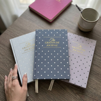 Carnet de gratitude LABON à pois, couverture rigide en tissu, A5, guidé, pour la réflexion personnelle, la motivation, journal quotidien non daté, pour la pleine conscience