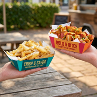 Boîtes en papier kraft de qualité alimentaire pour frites, mini-crêpes, pancakes, fast-food, emballages pour lukumades, boîte en forme de bateau