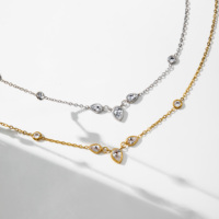 Collier YF7070 de haute qualité en acier inoxydable plaqué or 18K PVD, étanche, avec breloques en zircon blanc en forme de goutte d'eau