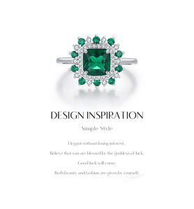 S925 <b>silver</b> <b>Emerald</b> Cut Green Gemstone <b>Ring</b> With Diamond Pave Setting Women's Classic Engagement <b>Ring</b> - Product Image 5