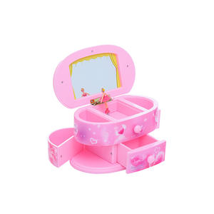 Carillon a specchio a forma di cuore creativo: Carillon con <span class=keywords><strong>ballerina</strong></span> che gira e balla, regalo di compleanno per bambini - Product Image 1