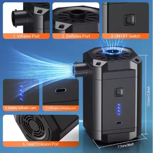 Pompe à air extérieure haute puissance Quick Fill 5200 mAh pour équipement gonflable <span class=keywords><strong>de</strong></span> plage et piscine, en plastique sûr, pour activités <span class=keywords><strong>de</strong></span> loisirs, <span class=keywords><strong>sac</strong></span> sous vide - Product Image 5