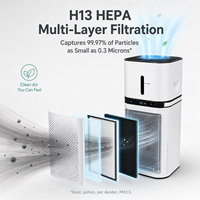 Purificateur d'air WiFi 600 CADR et humidificateur sans brume. Filtre HEPA H13, application intelligente, verrouillage enfant, lumière AQI pour un air pur à la maison et au bureau.