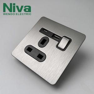 Prises murales en acier inoxydable personnalisées Niva UK Standard interrupteur de prise électrique bouton poussoir lumière pour la maison hôtel - Product Image 1