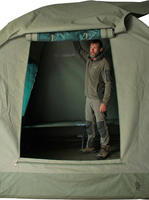 Tente de camping safari robuste en toile Ripstop 440 GSM, facile à monter, imperméable, avec structure en acier à ressort pour le glamping en extérieur