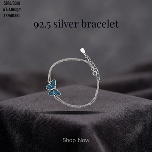 925 Sterling <b>Silver</b> Adjustable <b>Bracelet</b> Blue Zircon Cubic Zirconia Gold Plated Butterfly Shaped Pendant Classic Party Gift - Product Image 3