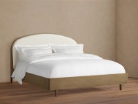 Lit de Luxe Moderne en Bois Massif, Cadre de Lit Designer Arcuado Rembourré, Lits en Bois pour Ensembles de Chambres Parentales, Hôtels de Luxe