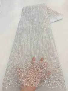 NI.AI lusso perle e paillettes in pizzo da sposa per festa elegante abito ricamato in pizzo di perline tessuto da donna