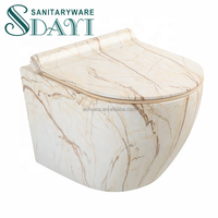SDAYI Pierre Marbre Design Sans Monture Rinçage Mur Accroché Toilette Bassin P-trap Lavage Rinçage Wc Forme Ronde Toilette Salle De Bains
