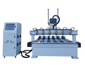 China Price Multi Head Rotary 3 4 Axis 3d Wood Cnc Router Machine 1325 2040 2030 mutil spindles Woodworking cnc router