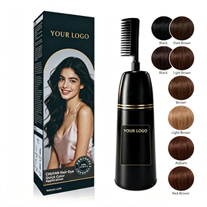 Crème colorante permanente pour cheveux à base d'extraits végétaux, couvrance grise, avec peigne applicateur facile, logo personnalisé, qualité professionnelle - Product Image 1