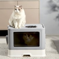 Grande litière pour chat anti-éclaboussures entièrement fermée, type tiroir, avec grattoir à poils, bac à litière pliable