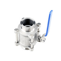 Vanne à boisseau sphérique sanitaire en acier inoxydable 3 pièces à raccord rapide, à commande manuelle, pour la coupure de l'eau, OEM
