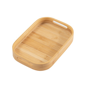Plateaux de service rectangulaires en bambou pour le thé et les fruits, hôtel, salon de thé, usage domestique, 3 tailles, design en bois naturel - Product Image 3