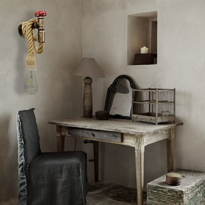 Lámpara de Pared Retro Creativa de Hierro con Cable, para Cafetería, Restaurante, Peluquería, Tienda de Ropa, Escalera, Pasillo, Mesita de Noche, Moderna, con Cuerda de Cáñamo - Product Image 4
