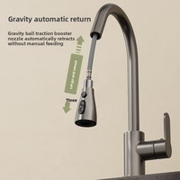 Robinet de cuisine multifonctionnel en cuivre brossé, à poser sur comptoir, avec douchette extractible, monocommande, valve en céramique, eau chaude/froide