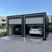 Garage Conteneur en Acier Préfabriqué Portable en Promotion avec Doubles Portes à Enroulement pour Stationnement de Deux Véhicules et Stockage Sûr d'Équipements