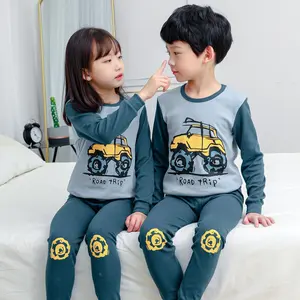 Toddler Boys Pajamas Monster Truck Cotton Planets Sleepwear Sets Long Sleeve Excavator Jammies Kids Winter Pajamas
