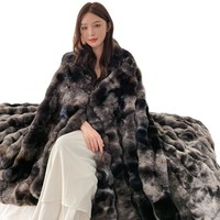 Plaid en fausse fourrure de lapin effet bulles Tie-Dye, double face, épais, couvre-lit, tissu anti-peluchage, moderne et luxueux pour la maison, le bureau et le canapé