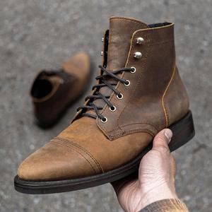 Nouvelles Bottes de Travail Rétro Américaines à Bout Rond pour le Commerce Extérieur Transfrontalier, Chaussures de <span class=keywords><strong>Moto</strong></span> Montantes pour Hommes Automne - Product Image 1