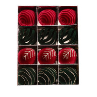 Boules de Noël Mishi en velours rouge bordeaux, à sequins et motifs peints, 3 couleurs, 12 pièces, 6 cm, pendentifs en polaire, modèle SD-AS