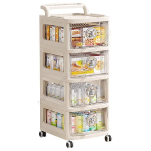 Étagère de rangement domestique en gros, meuble de rangement pour jouets d'enfants, étagère mobile avec roulettes, conteneur en plastique - Product Image 3