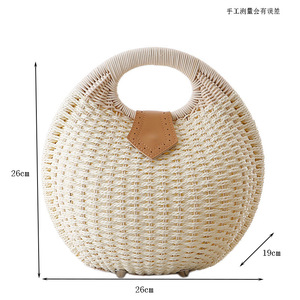 Wholesale Women Summer Natural Raffia <strong>Straw</strong> <strong>Bag</strong> Shell Shape Rattan <strong>Straw</strong> Beach Tote Hand <strong>Bag</strong> - Product Image 6