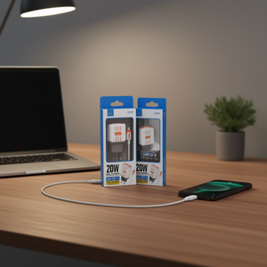 Cargador de pared de 20W GaN con salida USB C y USB A, cable de tipo C a IP - Product Image 3