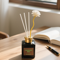Diffuseur d'huile de parfum sans flamme à haute concentration, non toxique, écologique et personnalisable, désodorisant à roseau, motif de bouteille en verre