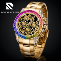 Montres mécaniques étanches pour hommes Rolar Golden Private Label, Reloj Montre, montre automatique de luxe pour hommes avec diamants