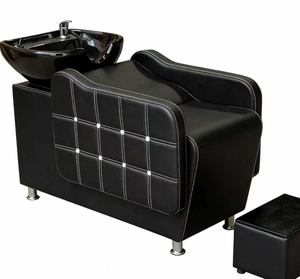 Lavacabezas de peluquería con lavabo de cerámica profundo, tipo semidecúprido, con sistema de descarga especial - Product Image 5