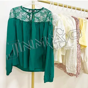 Hot Selling Korean Used Clothes Lace Blouses Women Boutique Cotton Summer Fashionable Blouses For Women Mixed Bales