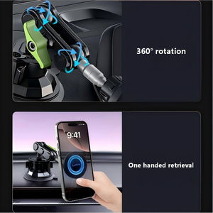 Dual Ring Magnet Flexible Aluminum Alloy <b>Car</b> <b>Holder</b> Strong Stable Windshield Vacuum Suction Cup Dashboard Mount Mobile Desktop - Product Image 3