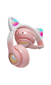 หูฟังสำหรับเล่นเกมหูแมวรูปแบบใหม่หูฟังบลูทูธไร้สายที่น่ารัก5.3โหมดส่วนตัวพร้อมไฟสีสันสดใสสำหรับเด็กผู้หญิงและเด็ก - Product Image 4