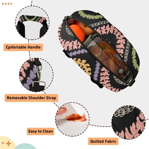 Bolsa Térmica para Entrega de Alimentos con Estampado de Olas Aloha y Flores de Puakenikeni, Bolsa de Almuerzo Aislante Pequeña Hawaiana de 3 Capas para Adultos - Product Image 3