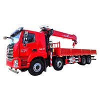 Petite grue de camion de 14 tonnes, grue hydraulique à flèche droite télescopique à 4 sections