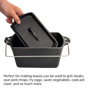 Four à pain en fonte Rôtissoire à <span class=keywords><strong>induction</strong></span> durable avec couvercle Plat de cuisson <span class=keywords><strong>rectangulaire</strong></span> pour la cuisson à la maison - Product Image 6