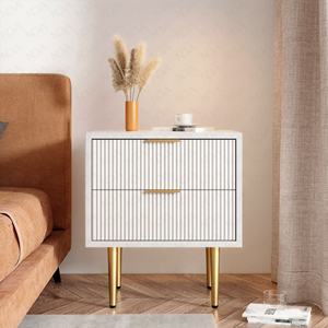 Nightstand With <b>Drawers</b> Wood Top Storage Cabinet Bedroom Furniture - Product Image 4
