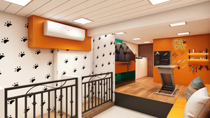 Comptoir de luxe en marbre pour animalerie, décoration intérieure professionnelle pour salon de toilettage pour animaux, conception réaliste - Product Image 5