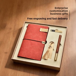 Set de Regalo Corporativo 3 en 1 Personalizado, Cuaderno de Cuero Premium con Logotipo Grabado en Relieve Dorado/Plateado para Clientes - Product Image 2