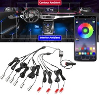 Accessoires de voiture, contrôle par application, rvb, atmosphère intérieure de la voiture, lampe à fibre optique ambiante, bande LED, lumière décorative, fil néon EL